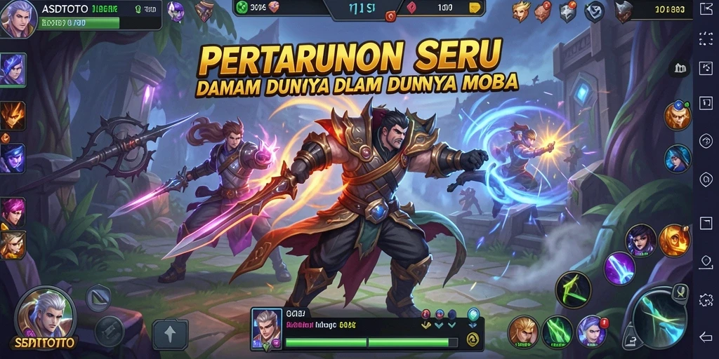 Screenshot ASDTOTO menampilkan aksi pertarungan seru dalam dunia MOBA.