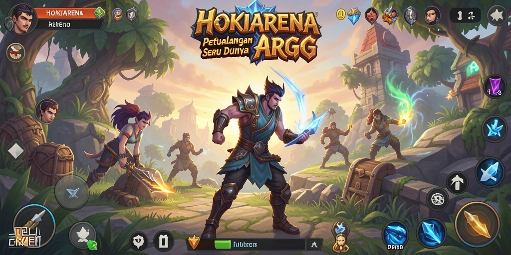 Gameplay HOKIARENA menampilkan aksi pertarungan yang mendebarkan.