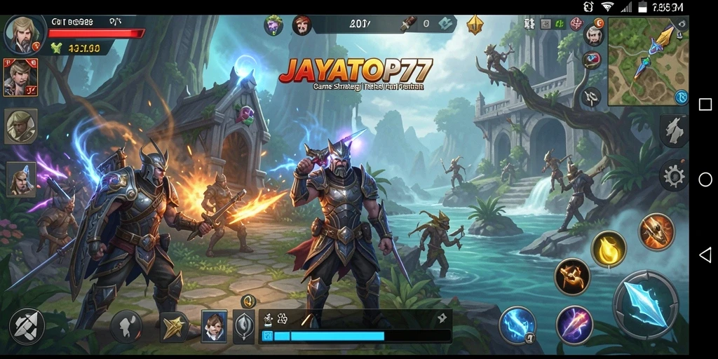 Tampilan gameplay strategis di JAYATOP77 dengan pertempuran seru.