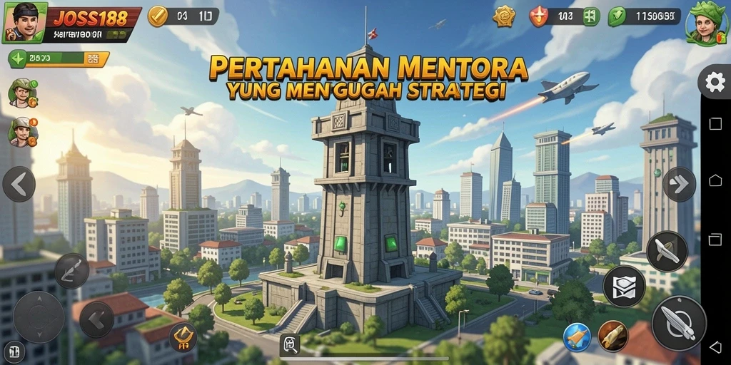 Tampilan gameplay menarik dari JOSS188 dalam Tower Defense.
