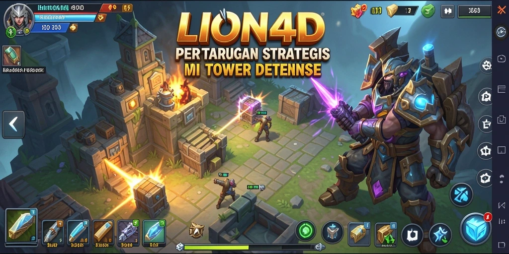 Tampilan gameplay LION4D yang menegangkan dalam Tower Defense.