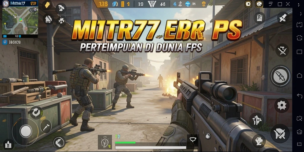 Tangkapan layar dari gameplay seru MITRA77 dengan aksi FPS intens.
